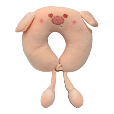 फड़फड़ाते कान सूअर का बच्चा 0.3m 11.81in यू आकार का सिर भरवां पशु गर्दन तकिया हाइपोएलर्जेनिक