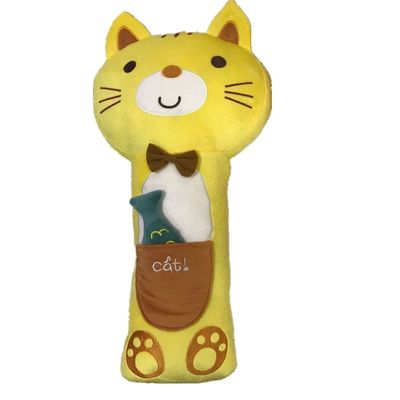 तनाव से राहत के लिए पॉकेट कुशन कार तकिया खिलौना में प्यारा पीला आलीशान बिल्ली डब्ल्यू / मछली