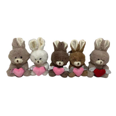 15 सेमी 5 CLRS प्यारा आलीशान खरगोश दिल के खिलौने के साथ आराध्य वेलेंटाइन दिवस उपहार
