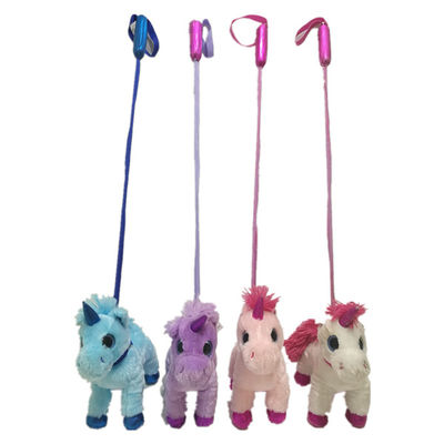 7.87in Walking Singing Pink Unicorn Stuffed Animals & Plush Toys With Retractable Stick