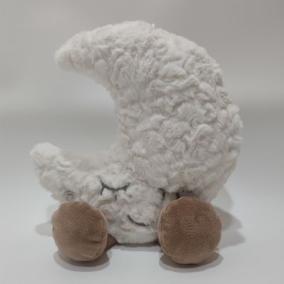 बच्चों के लिए सांस लेने के प्रभाव और एलईडी लाइट के साथ प्लश स्लीपिंग मून टॉय