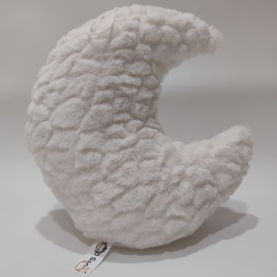 बच्चों के लिए सांस लेने के प्रभाव और एलईडी लाइट के साथ प्लश स्लीपिंग मून टॉय