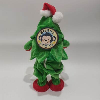 संगीत और गति के साथ गायन और नृत्य क्रिसमस ट्री