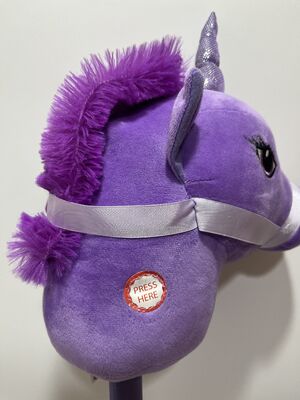 Singing Unicorn Stick Plush Toy Purple and Pink Options Riding Stick Horse Kids Sound Making Wooden Stick